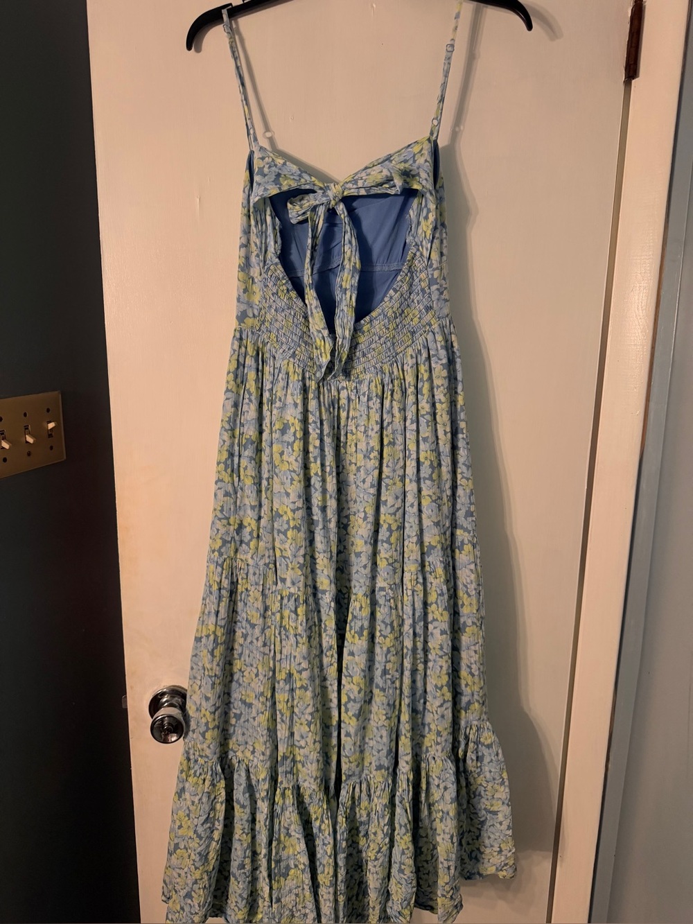 Ae Blue Floral Tie-Back maxi dress with pockets